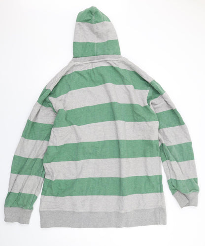 Kayak Womens Green Striped Cotton Pullover Hoodie Size M Pullover