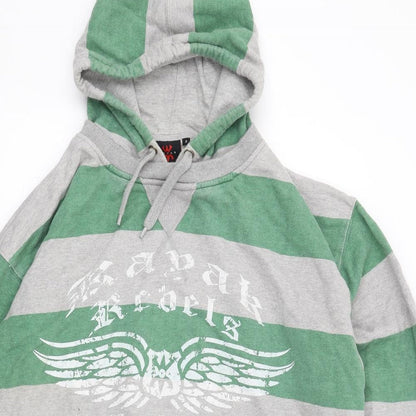Kayak Womens Green Striped Cotton Pullover Hoodie Size M Pullover