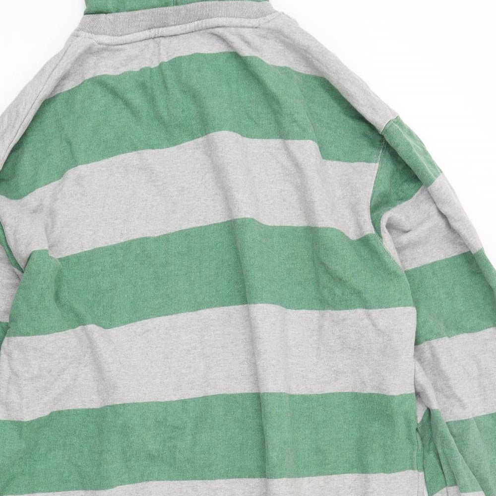 Kayak Womens Green Striped Cotton Pullover Hoodie Size M Pullover
