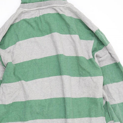 Kayak Womens Green Striped Cotton Pullover Hoodie Size M Pullover