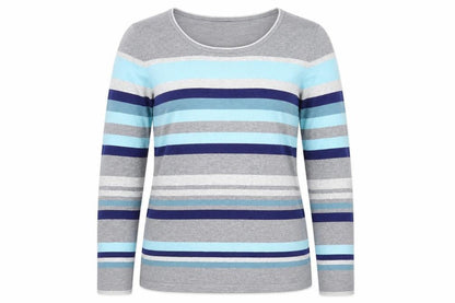 Bianca Womens Multicoloured Round Neck Striped Viscose Pullover Jumper Size 12