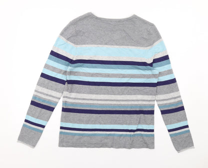 Bianca Womens Multicoloured Round Neck Striped Viscose Pullover Jumper Size 12