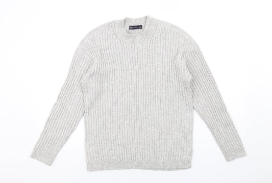 Marks and Spencer Womens Grey Mock Neck Polyester Pullover Jumper Size S