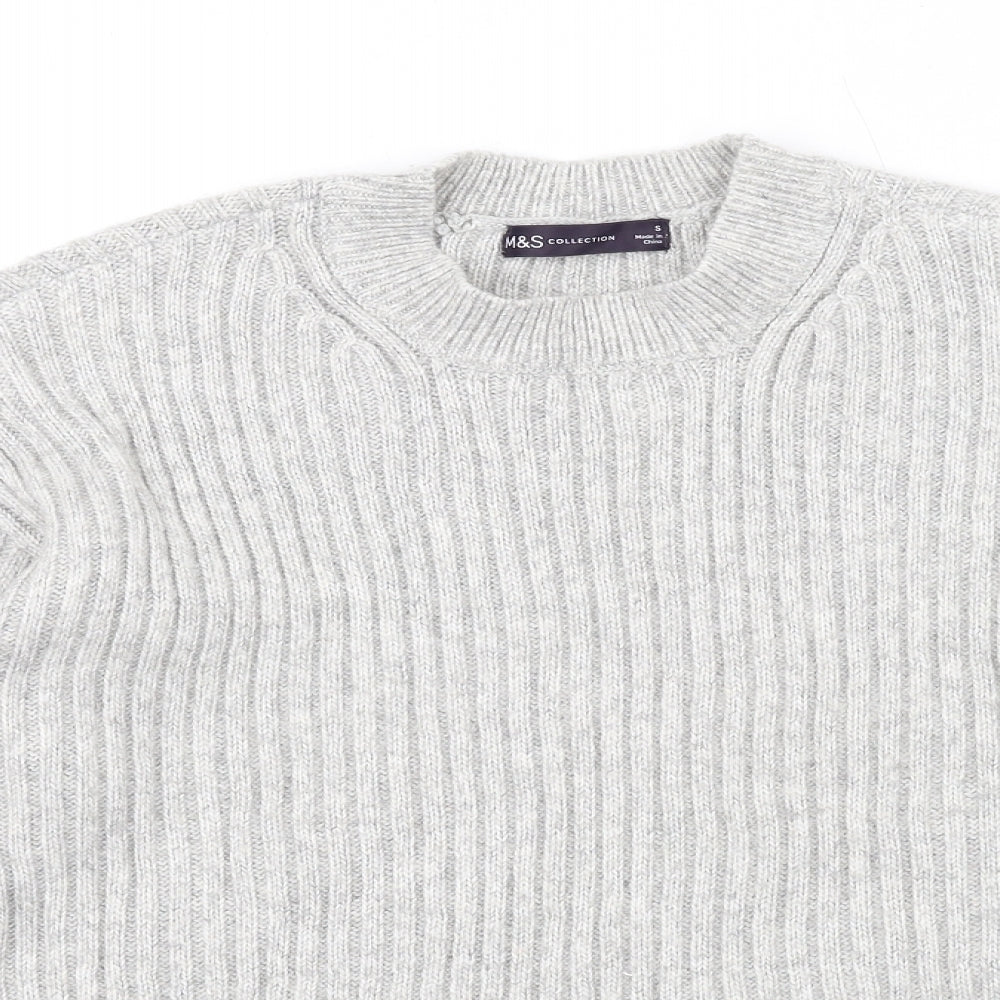 Marks and Spencer Womens Grey Mock Neck Polyester Pullover Jumper Size S