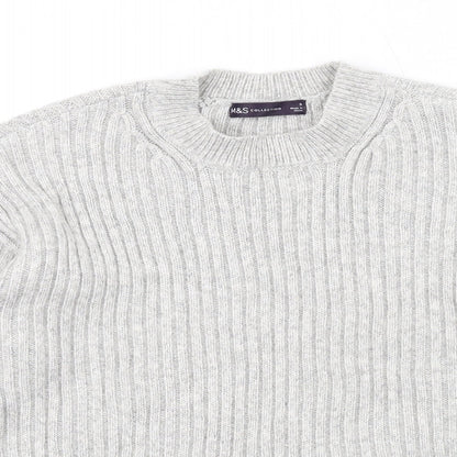 Marks and Spencer Womens Grey Mock Neck Polyester Pullover Jumper Size S