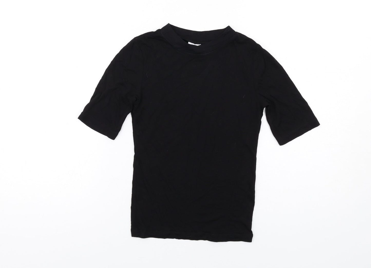 Womens UK Size 4 COLLUSION Black Basic T-Shirt