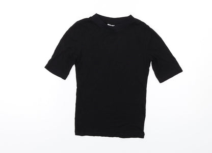 Womens UK Size 4 COLLUSION Black Basic T-Shirt