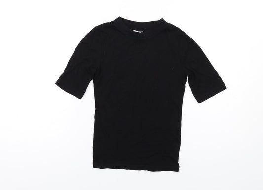 Womens UK Size 4 COLLUSION Black Basic T-Shirt