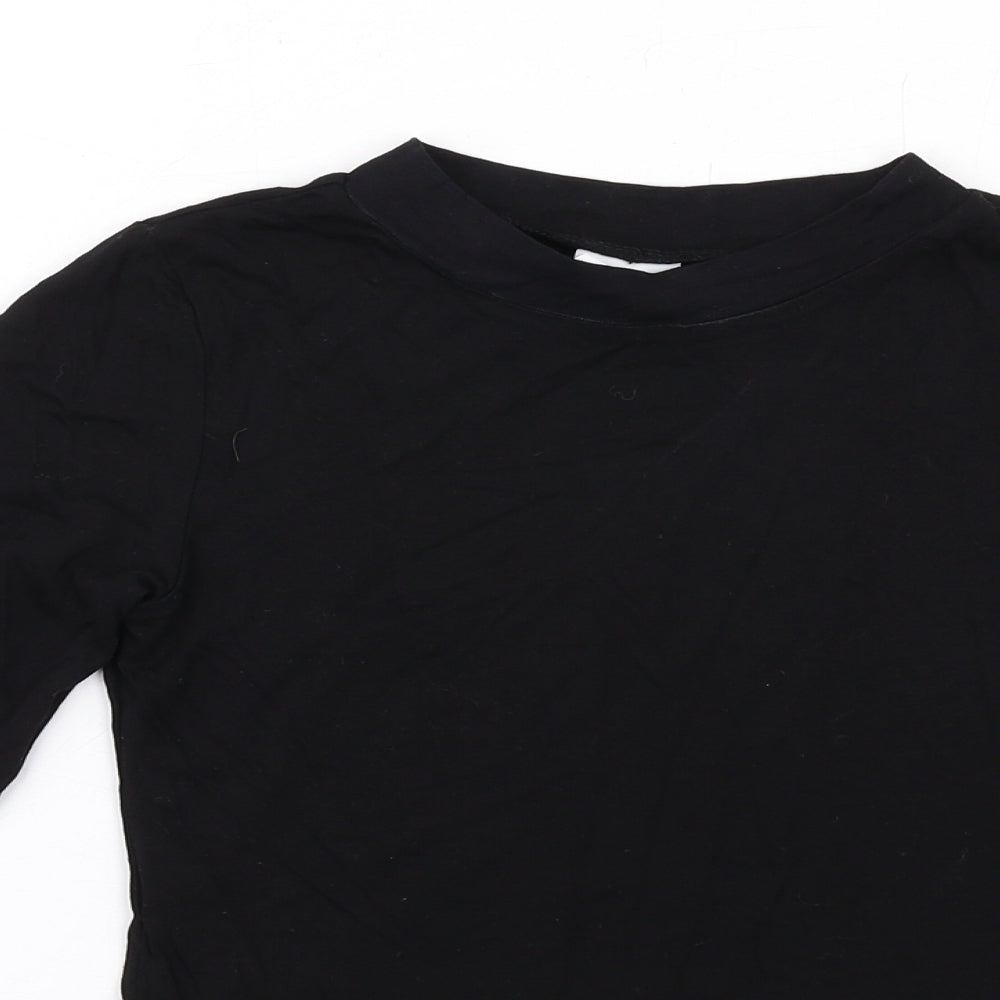 Womens UK Size 4 COLLUSION Black Basic T-Shirt