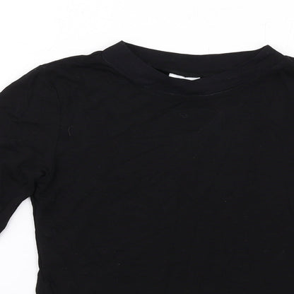 Womens UK Size 4 COLLUSION Black Basic T-Shirt