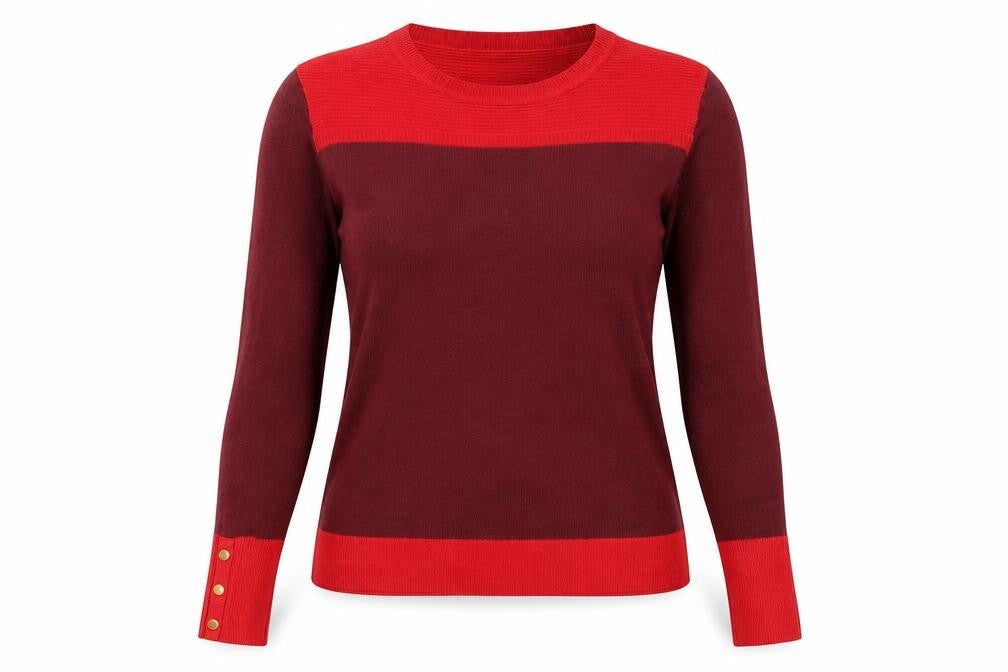 Classics Womens Red Round Neck Acrylic Pullover Jumper Size 8
