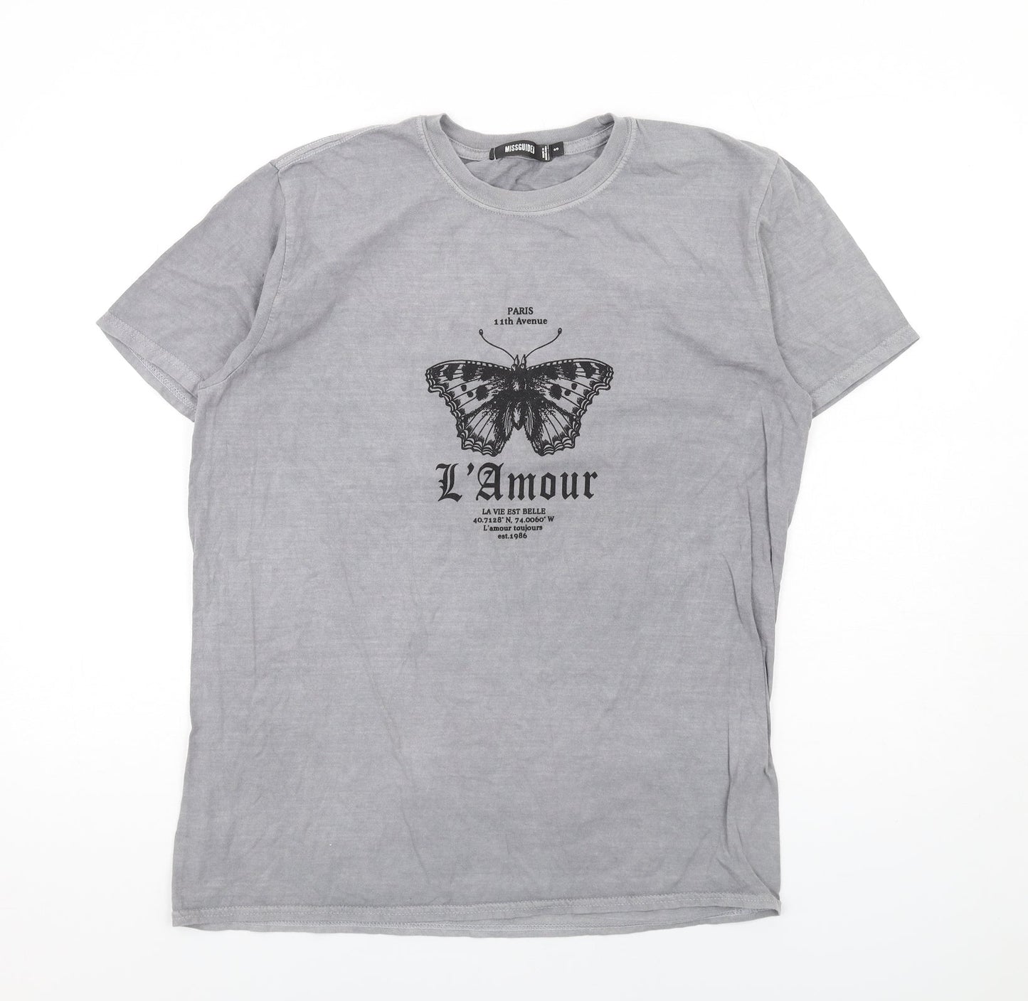 Womens UK Size S Missguided Grey Basic T-Shirt