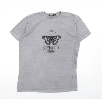 Womens UK Size S Missguided Grey Basic T-Shirt