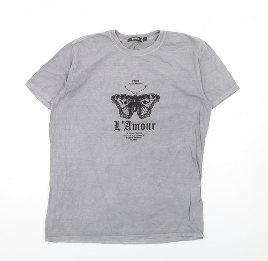 Womens UK Size S Missguided Grey Basic T-Shirt