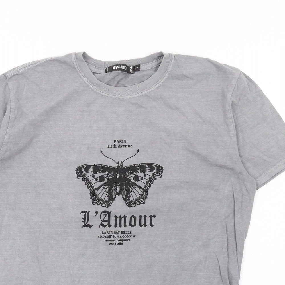 Womens UK Size S Missguided Grey Basic T-Shirt