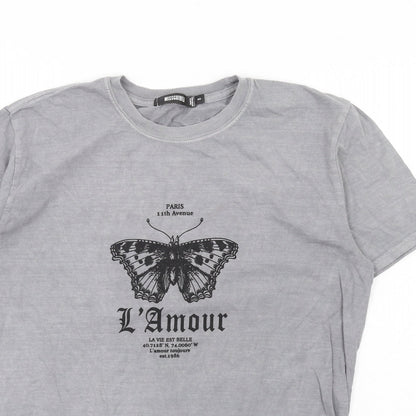 Womens UK Size S Missguided Grey Basic T-Shirt
