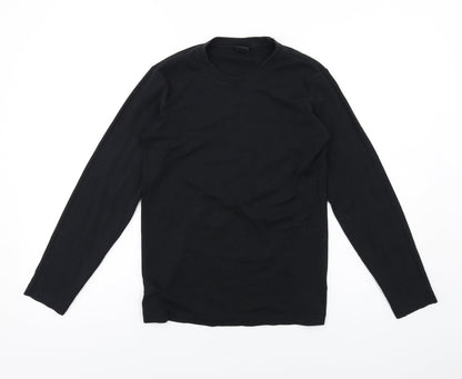 Cotton Traders Womens Black Cotton Basic T-Shirt Size S Round Neck