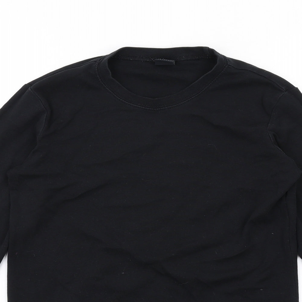 Cotton Traders Womens Black Cotton Basic T-Shirt Size S Round Neck