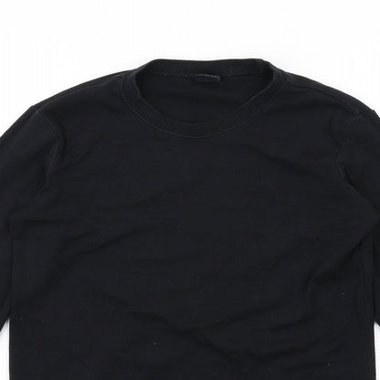 Cotton Traders Womens Black Cotton Basic T-Shirt Size S Round Neck