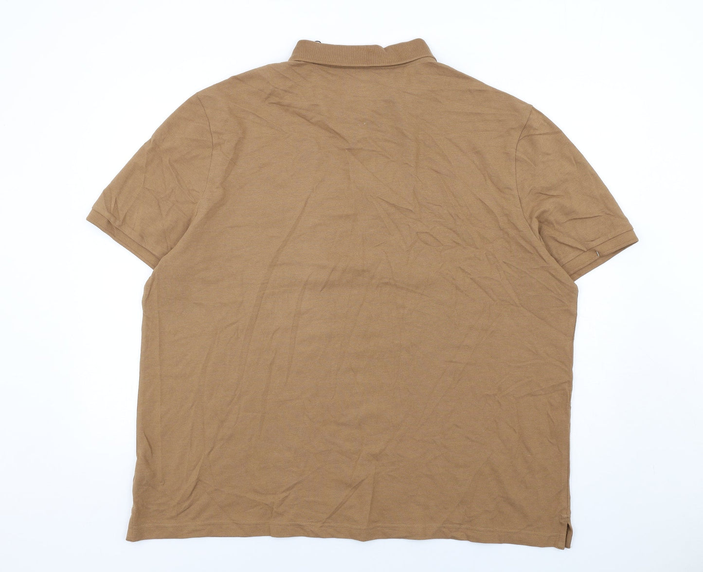 Marks and Spencer Mens Brown Cotton Polo Size 3XL Collared Button