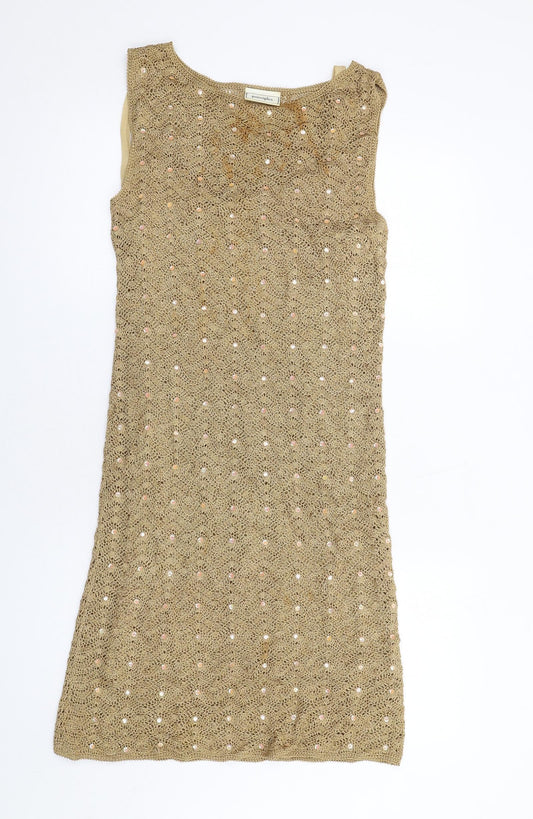 Principles Womens Beige Viscose A-Line Size L Round Neck Pullover