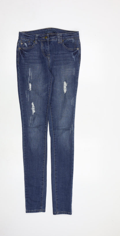 G21 Womens Blue Cotton Skinny Jeans Size 8 L35 in Slim Zip