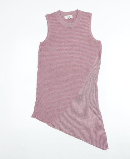 NEXT Womens Pink Viscose Tank Dress Size 10 Round Neck Pullover