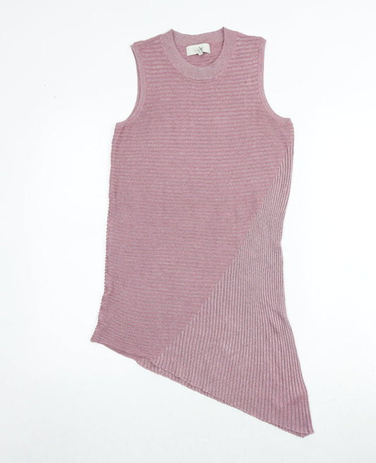 NEXT Womens Pink Viscose Tank Dress Size 10 Round Neck Pullover