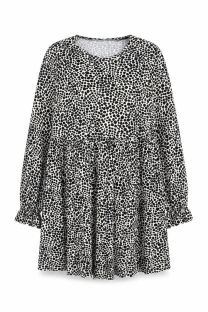 New Look Womens Black Geometric Polyester A-Line Size 10 Round Neck Pullover