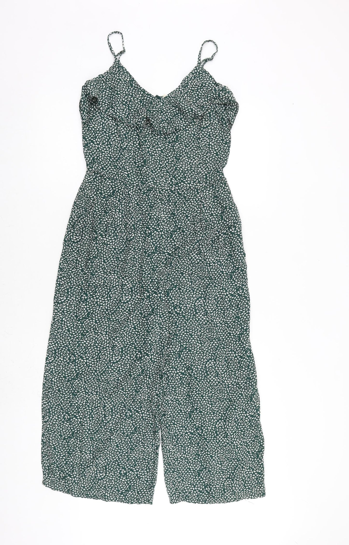 NEXT Womens Green Geometric Polyester Jumpsuit One-Piece Size 6 Zip