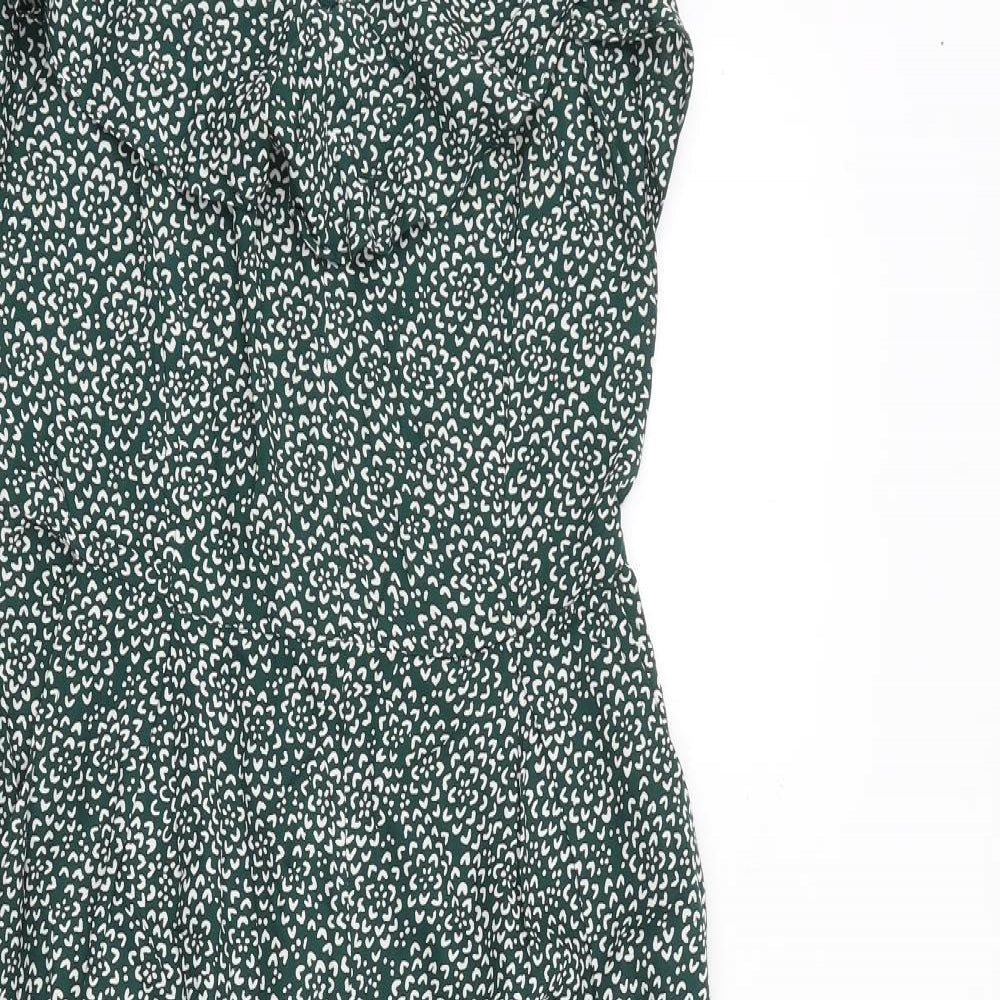 NEXT Womens Green Geometric Polyester Jumpsuit One-Piece Size 6 Zip