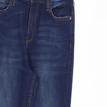 Denim & Co. Womens Blue Cotton Straight Jeans Size 12 L24 in Regular Zip