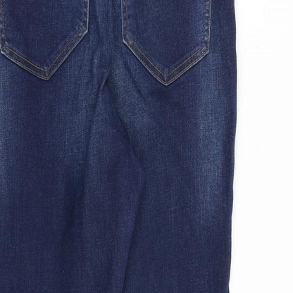 Denim & Co. Womens Blue Cotton Straight Jeans Size 12 L24 in Regular Zip