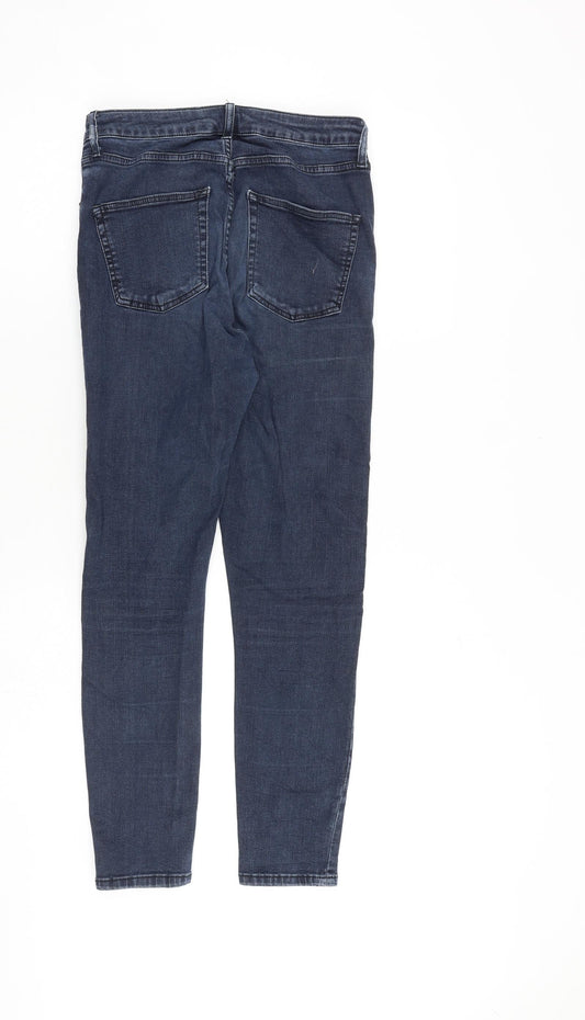 Topshop Womens Blue Cotton Skinny Jeans Size 30 in L30 in Regular Zip