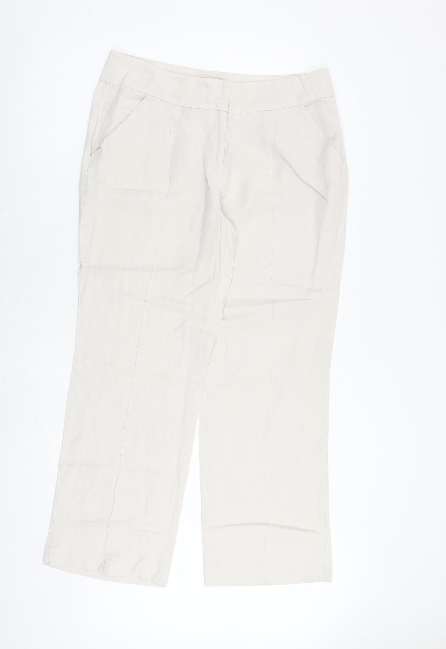 Monsoon Womens Beige Polyester Dress Pants Trousers Size 14 L29 in Regular Zip