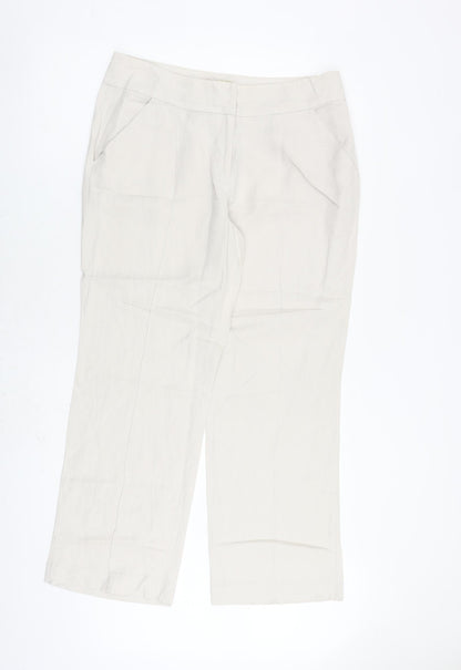 Monsoon Womens Beige Polyester Dress Pants Trousers Size 14 L29 in Regular Zip