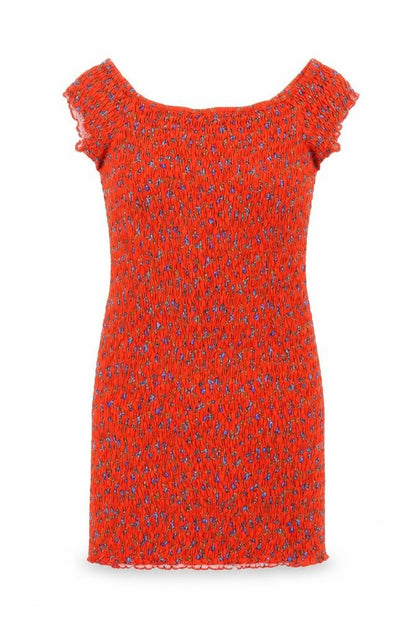Topshop Womens Red Floral 100% Cotton A-Line Size 12 Boat Neck Pullover