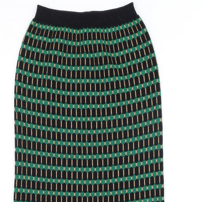 Minoj Womens Black Geometric Polyester A-Line Skirt Size 23 in