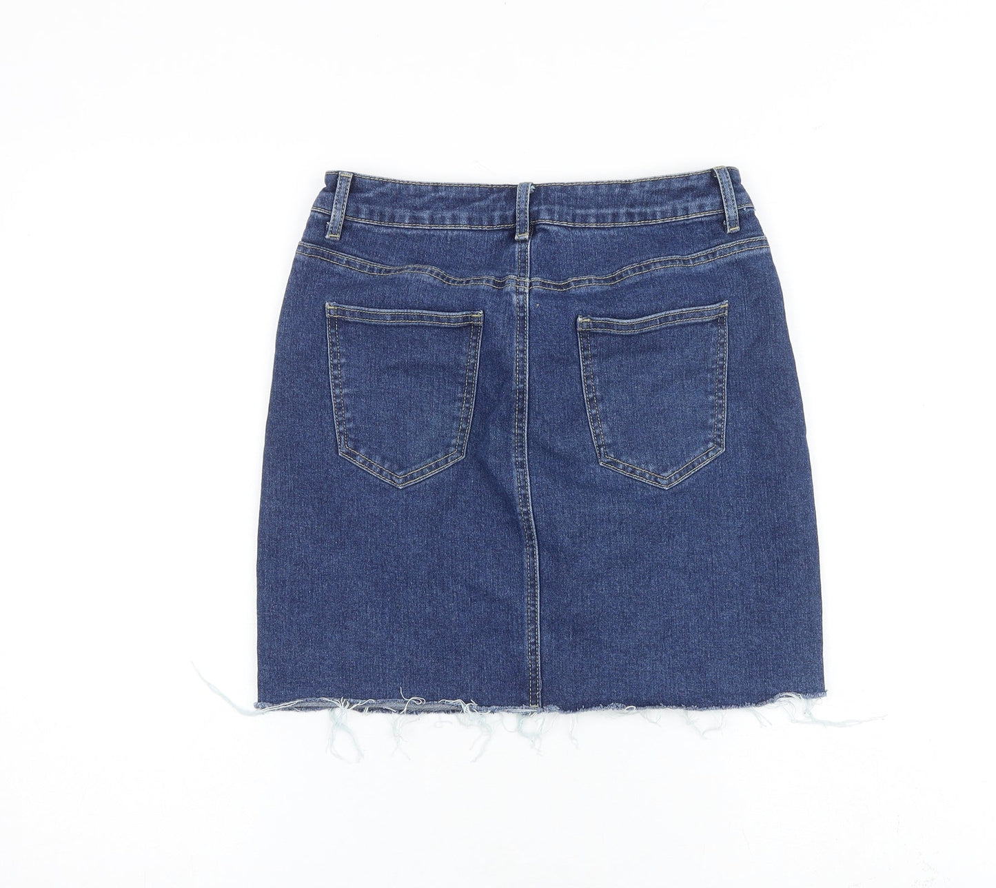 TALLY WEiJL Womens Blue Cotton A-Line Skirt Size 10 Zip