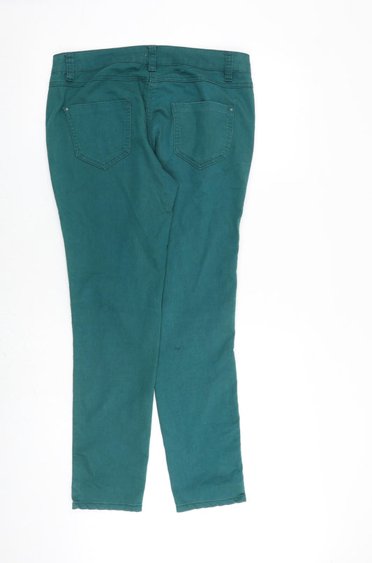 F&F Womens Green Cotton Skinny Jeans Size 34 in L29 in Regular Zip