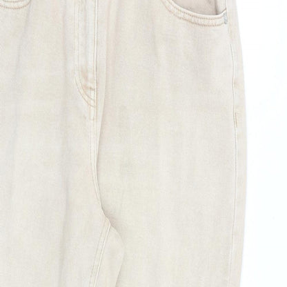 NEXT Womens Beige Cotton Tapered Jeans Size 12 L26 in Regular Zip