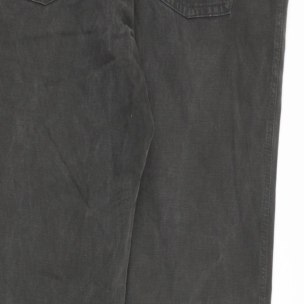 Autograph Mens Grey Cotton Trousers Size 36 in L33 in Regular Zip