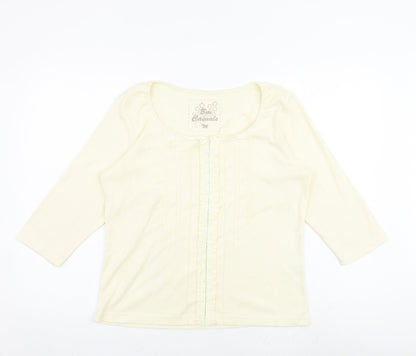 Bonmarché Womens Ivory Polyester Basic T-Shirt Size M Round Neck