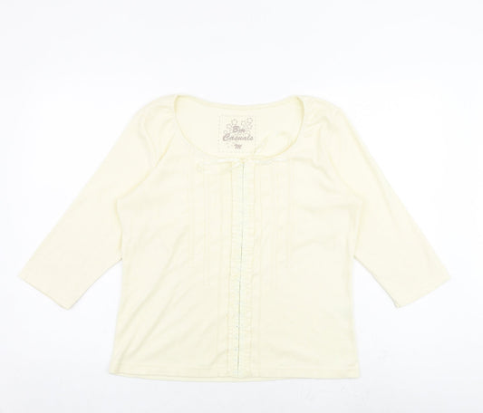 Bonmarché Womens Ivory Polyester Basic T-Shirt Size M Round Neck