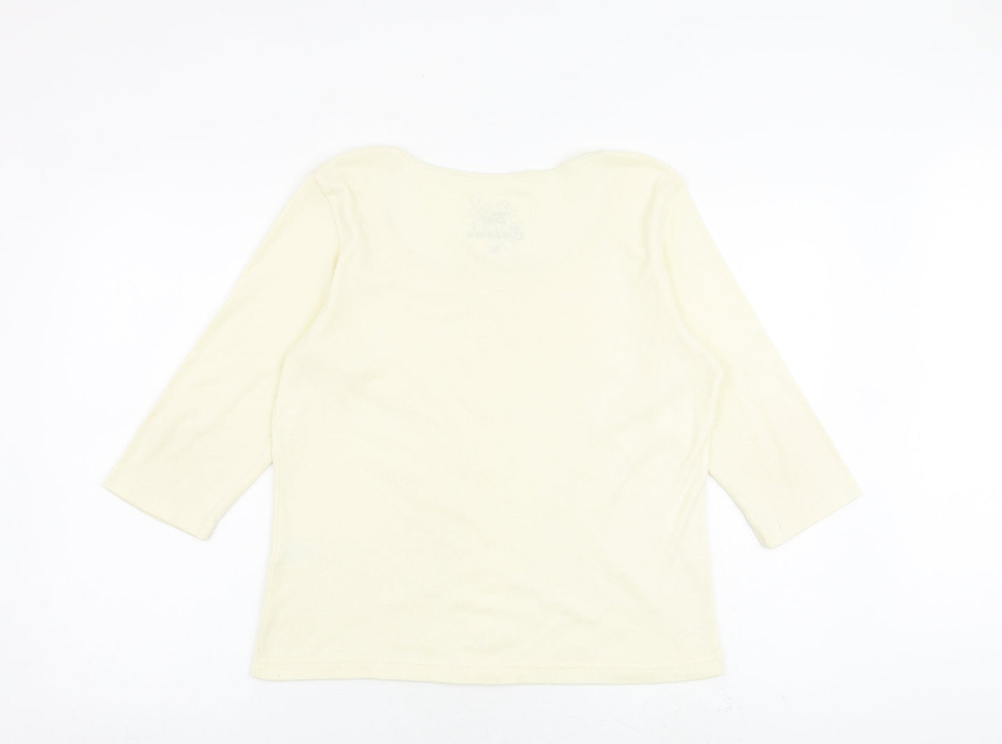 Bonmarché Womens Ivory Polyester Basic T-Shirt Size M Round Neck
