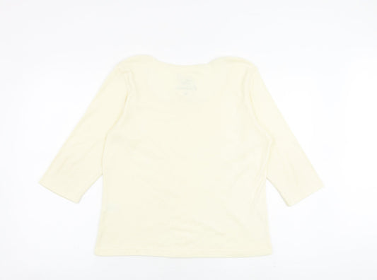 Bonmarché Womens Ivory Polyester Basic T-Shirt Size M Round Neck