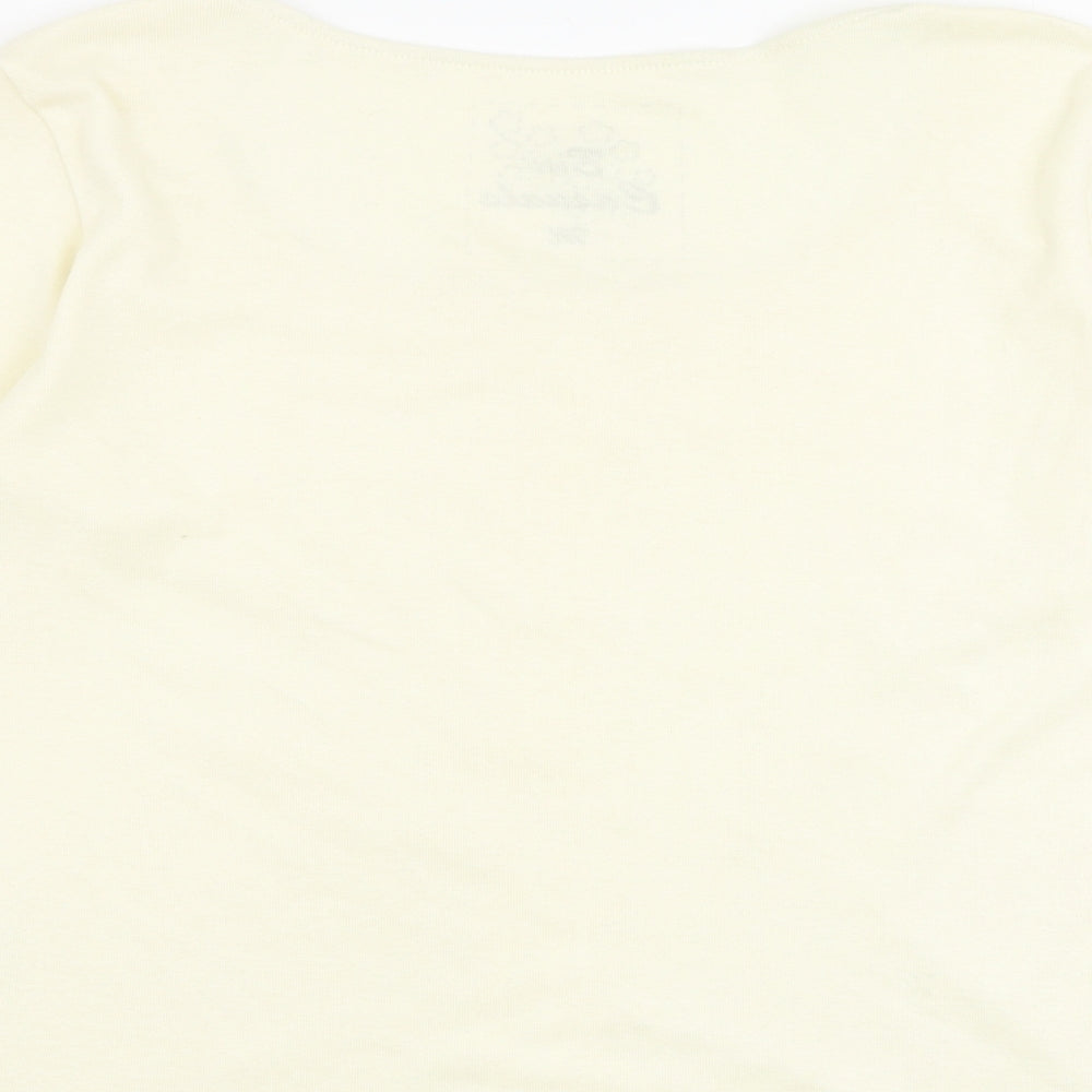 Bonmarché Womens Ivory Polyester Basic T-Shirt Size M Round Neck