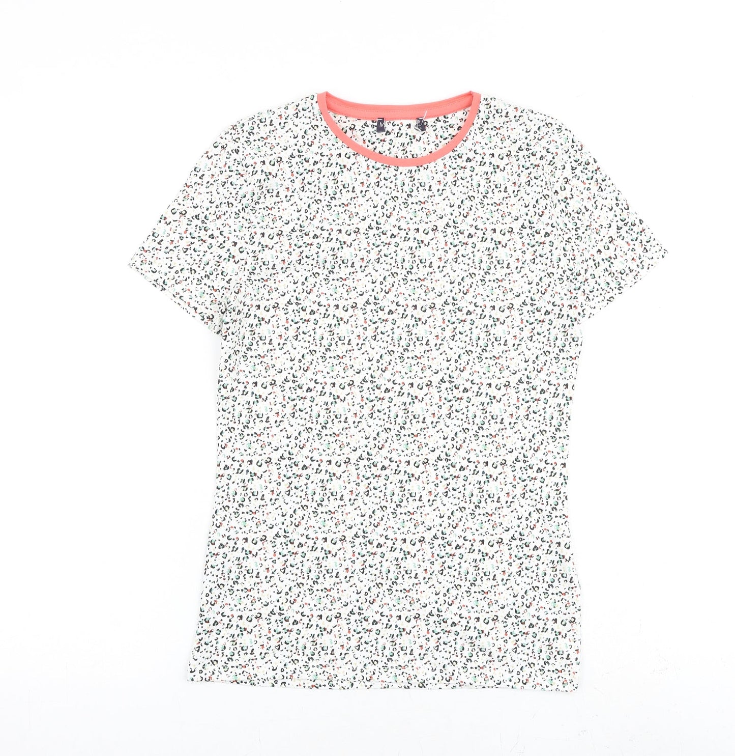 Marks and Spencer Womens Multicoloured Animal Print Cotton Basic T-Shirt Size 8 Round Neck - Leopard Print