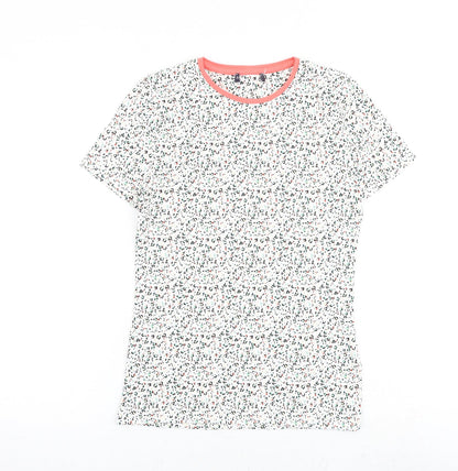 Marks and Spencer Womens Multicoloured Animal Print Cotton Basic T-Shirt Size 8 Round Neck - Leopard Print