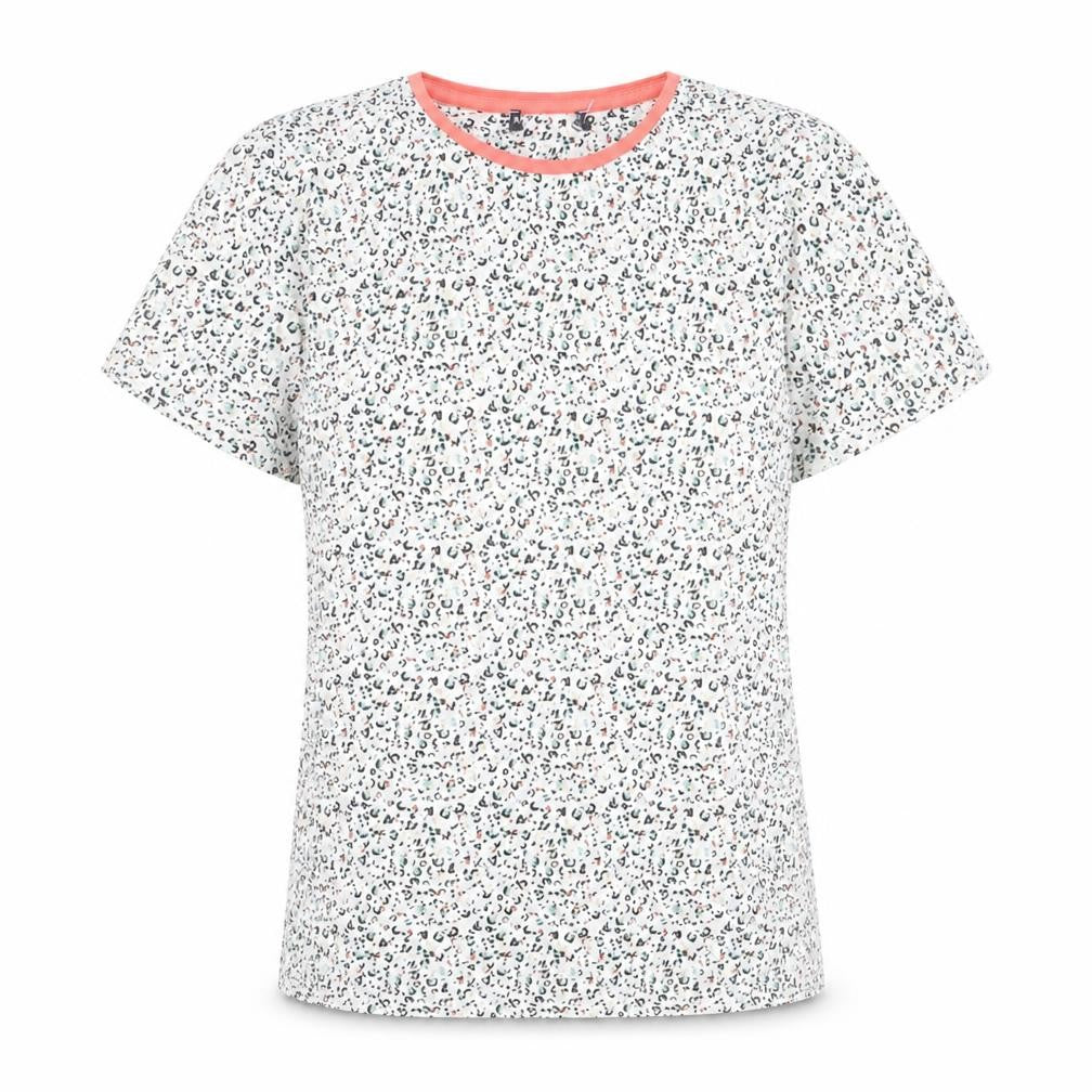 Marks and Spencer Womens Multicoloured Animal Print Cotton Basic T-Shirt Size 8 Round Neck - Leopard Print